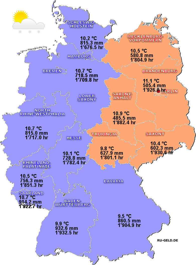 Climate in Germany 2021: zones, map, characteristics, change