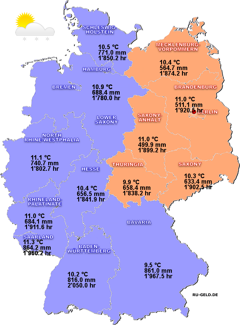 Карта осадков в германии