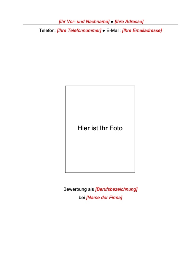 Beispiel für ein Deckblatt einer Bewerbung Nr 2