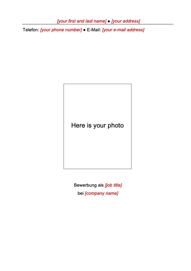 Examples of the title page for a resume Nr 2