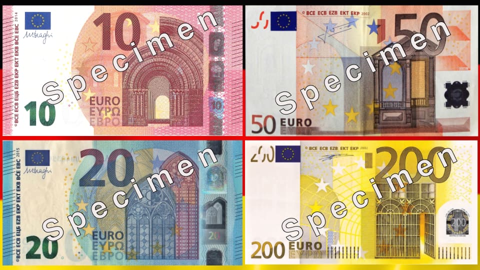Фото: Банкноты немецких денег, как выглядят Евро в Германии