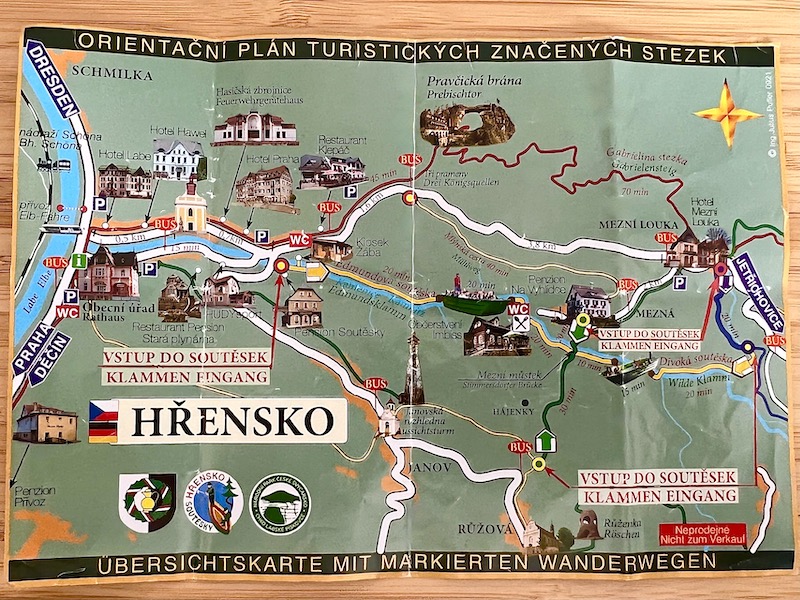 Фото: Карта маршрутов к Правчицким воротам от Грженско и Мезни Лука