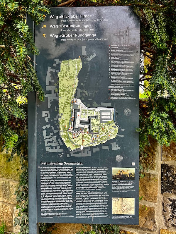 Фото: Карта расположения замка Зонненштайн в городе Пирна, земля Саксония, Германия